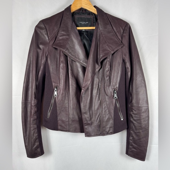 Marc New York Moto Jacket Genuine Leather Brown Soft Biker Classic Timeless M - Picture 2 of 16